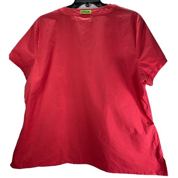 Casual Crocs Mens 2X Melon Garage Scrub With Green Logo Short Sleeve Popover Top - Picture 2 of 8